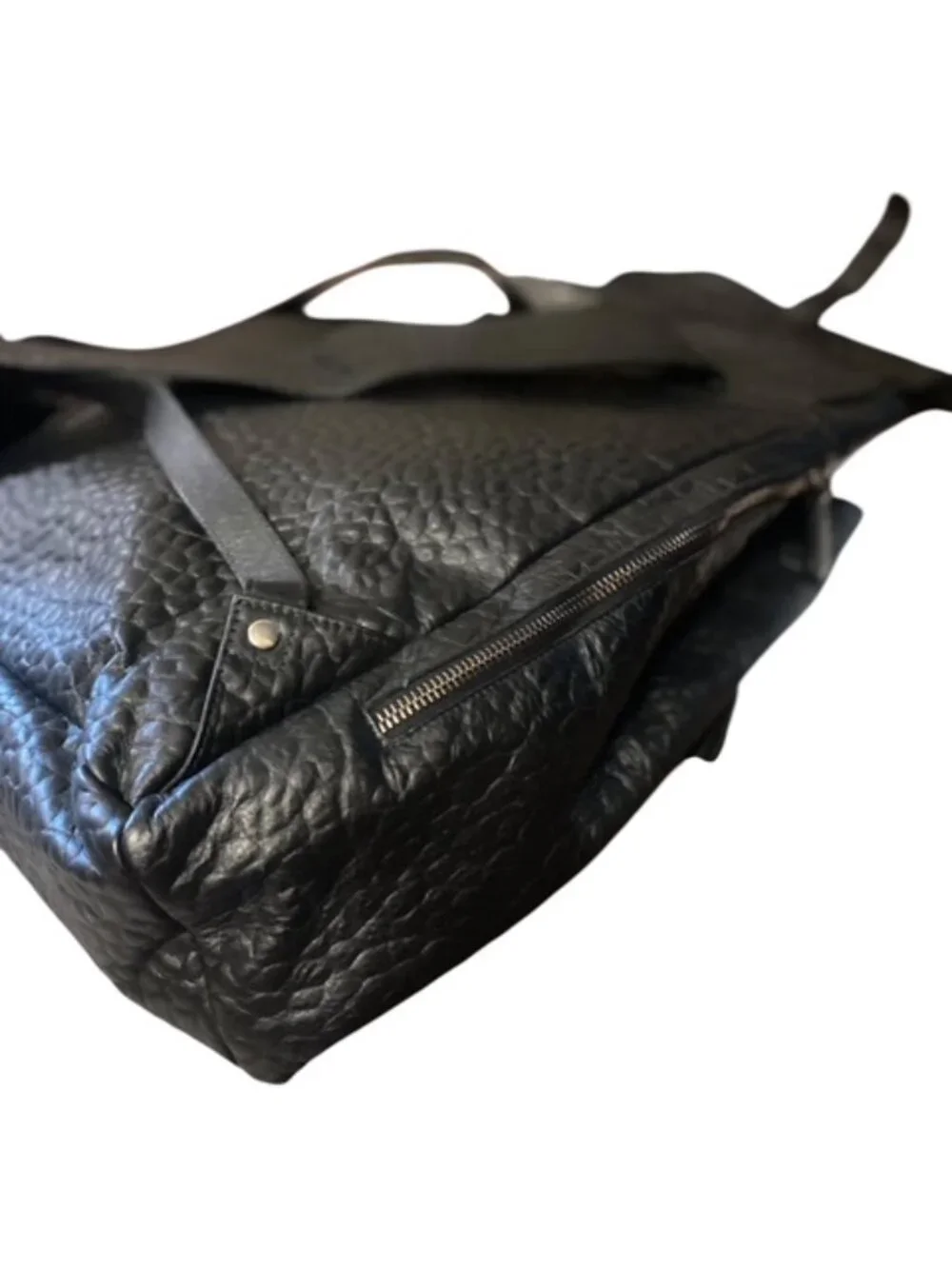 NWT Eileen Fisher Black Pebbled Leather Tassel Backpack- includes dustbag